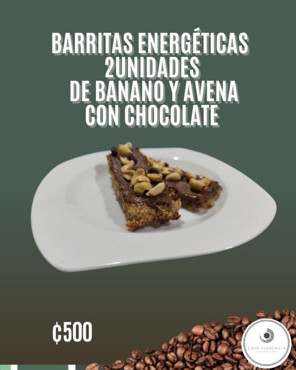 Barritas de banano, avena y chocolate