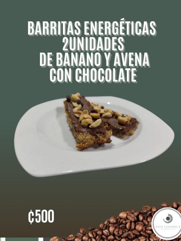 Barritas de banano, avena y chocolate